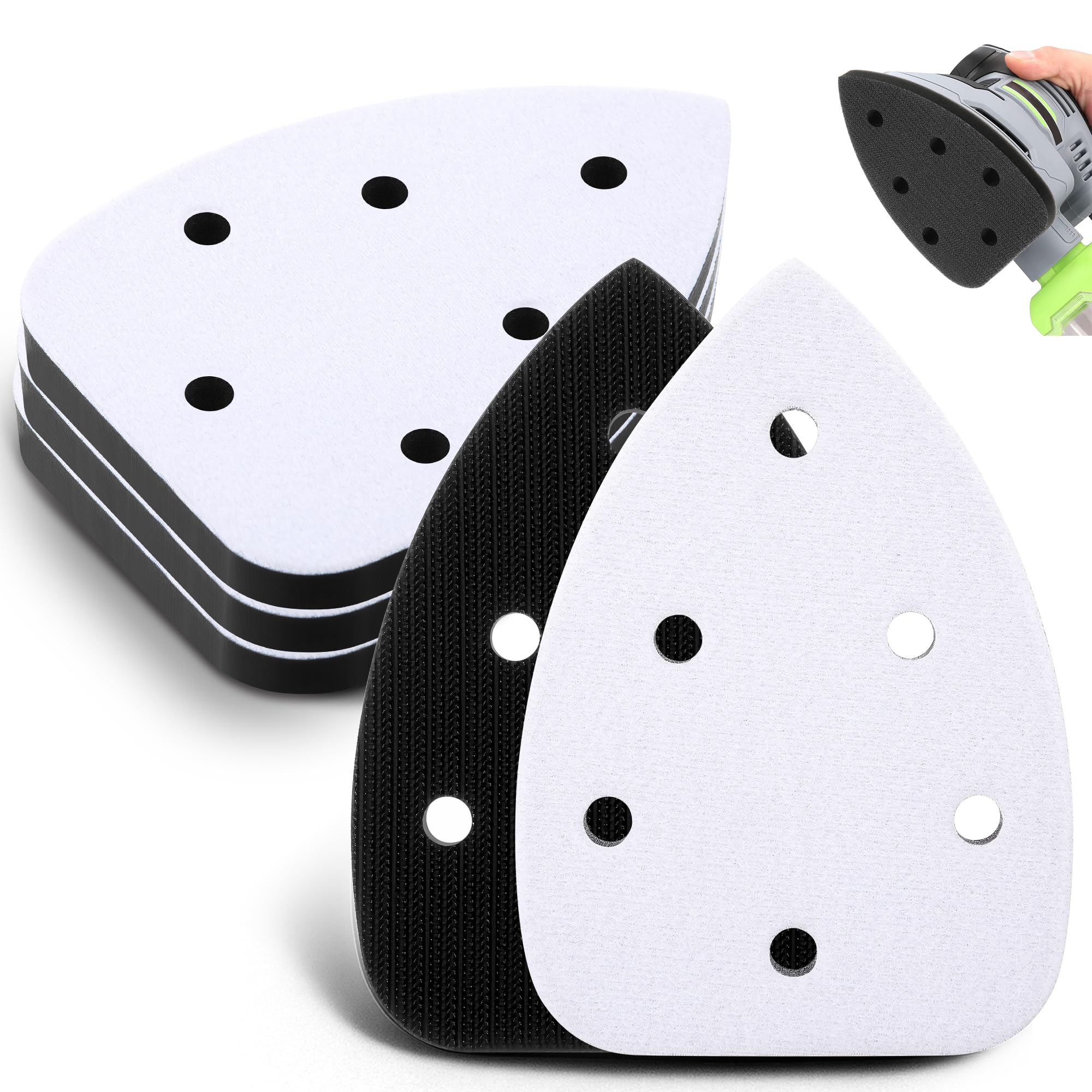 Photo 1 of Ceoighe 5 Pcs 6 Holes Foam Sanding Pads with Hook and Loop Backing Sander Mouse Detail Sanding Interface Pad to Increasing Flexibility and Balancing Pressure Compatible with Ryobi Sander