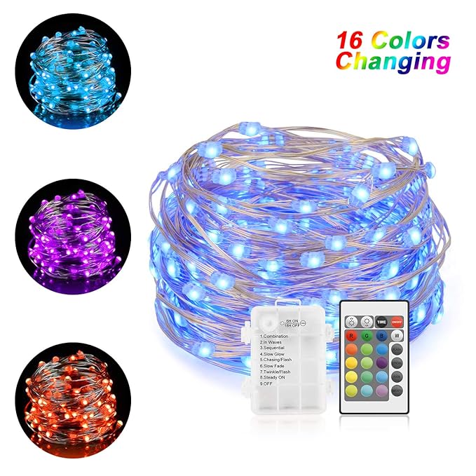 Chalpr Battery String Lights, 16.4 ft 50LEDs Multi Color Changing