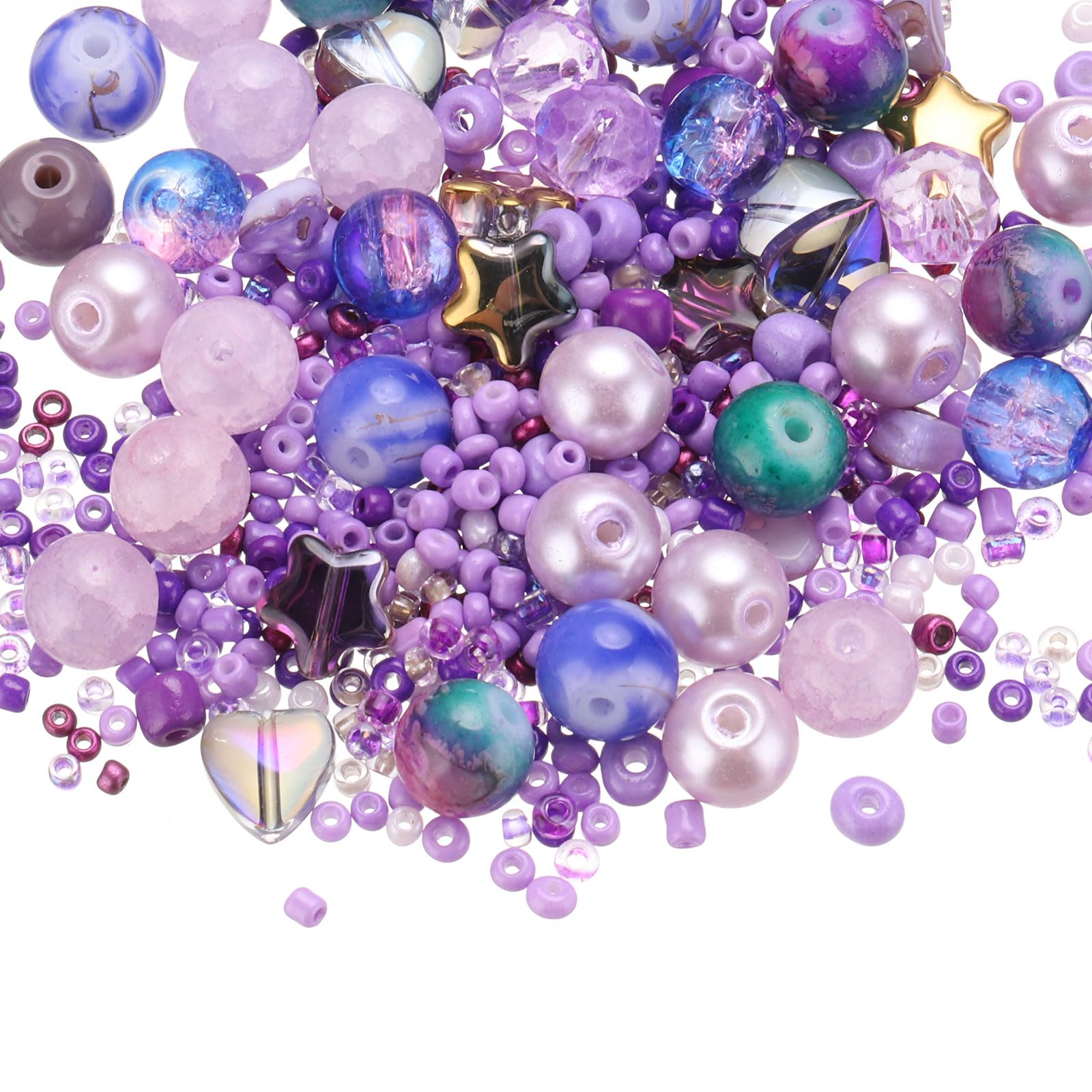 PATIKIL 2-8mm Assorted Glass Resin Beads, Cracked Gravel Round Beads Small European Spacer Seed Bead Mixed Bulk with Hole for Jewelry Making DIY Bracelet Crafts Necklace, Crystal Purple