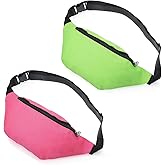 2 PCS Neon Fanny Pack 80s 90s Fanny Pack, Running Waist Packs Rave Bag Lightweight and Portable, Adjustable Glow Party Waist Bags Suitable for Cycling Hiking and Fitness (Bright Green and Pink)
