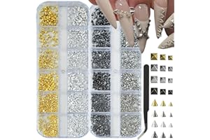 OPMADM 2 Box Goth Nail Charms Punk Metal Nails Studs Square Cone Spike Gold White Gold Silver Black Accessories