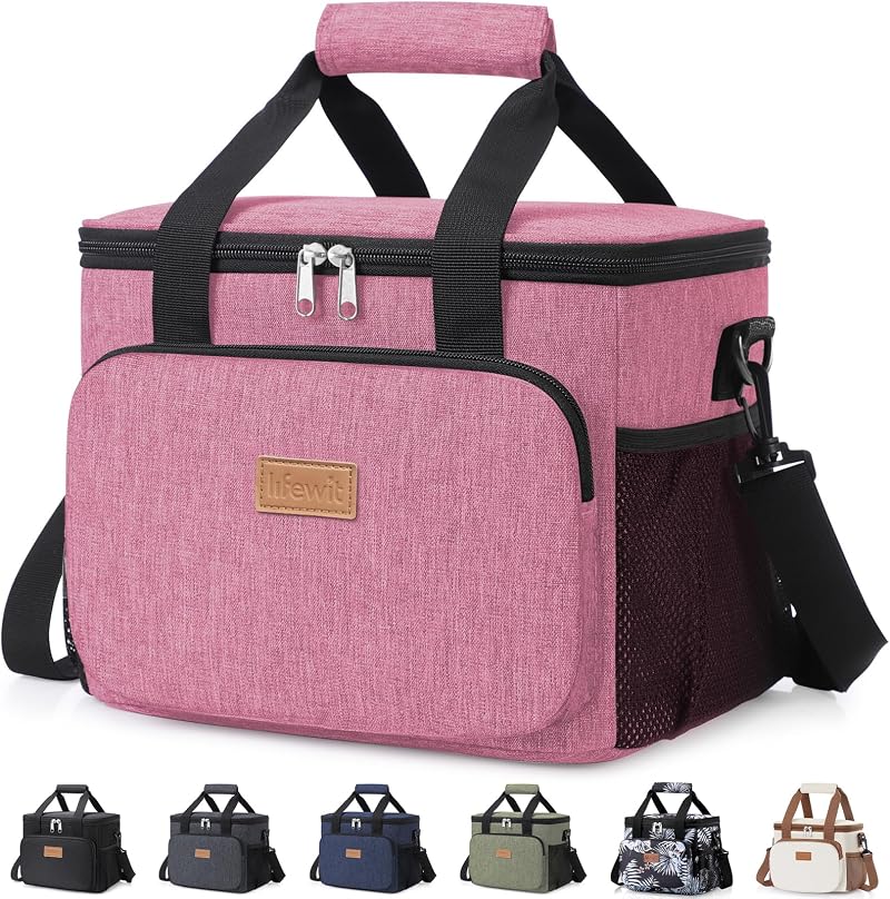Lifewit Lunch Bag 9L Insulated Cooler Pink 12 Can Capacity 600D Oxford