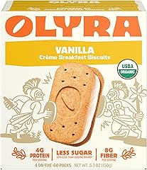 Olyra Creme Breakfast Biscuits - Vanilla - Healthy Snacks for Kids and Adults, Low Sugar, High Fiber, Vegan Organic Cookies -