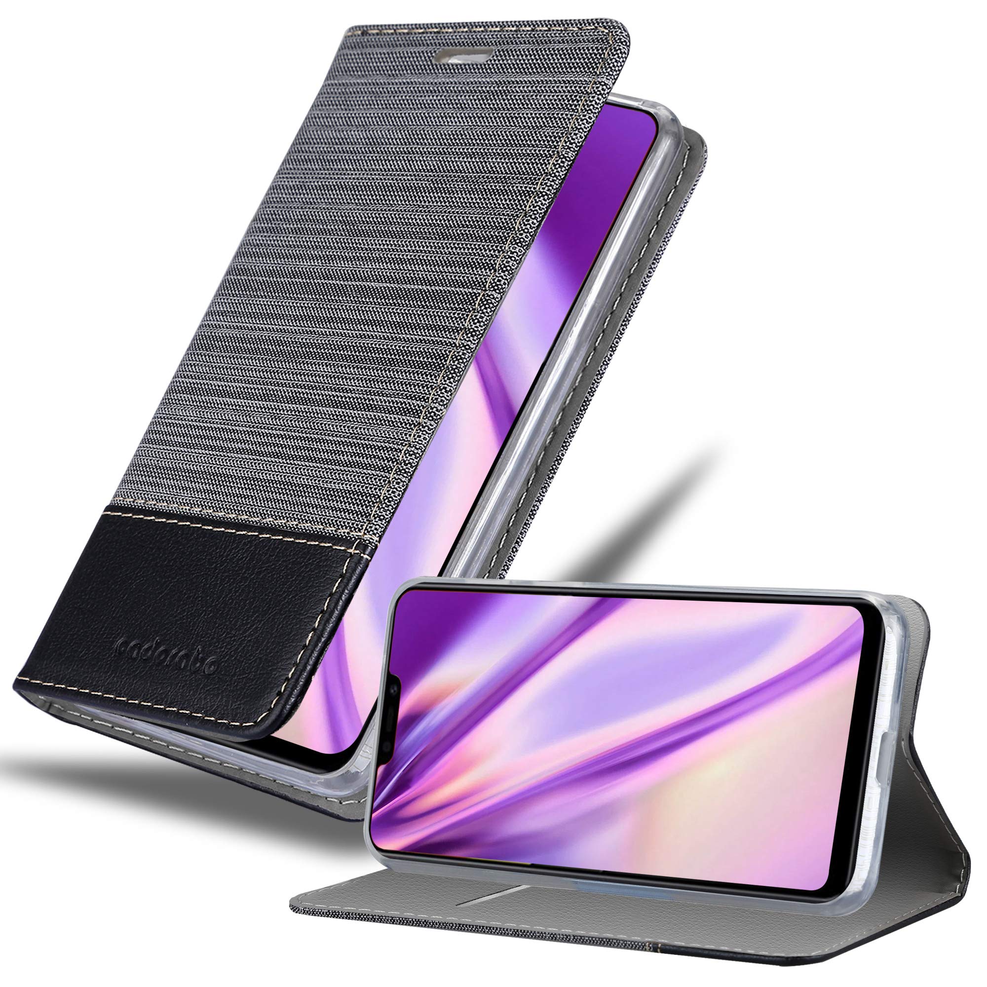 cadorabo Book Case works with Vivo Y83 in GREY BLACK - with Magnetic Closure, Stand Function and Card Slot - Wallet Etui Cover Pouch PU Leather Flip