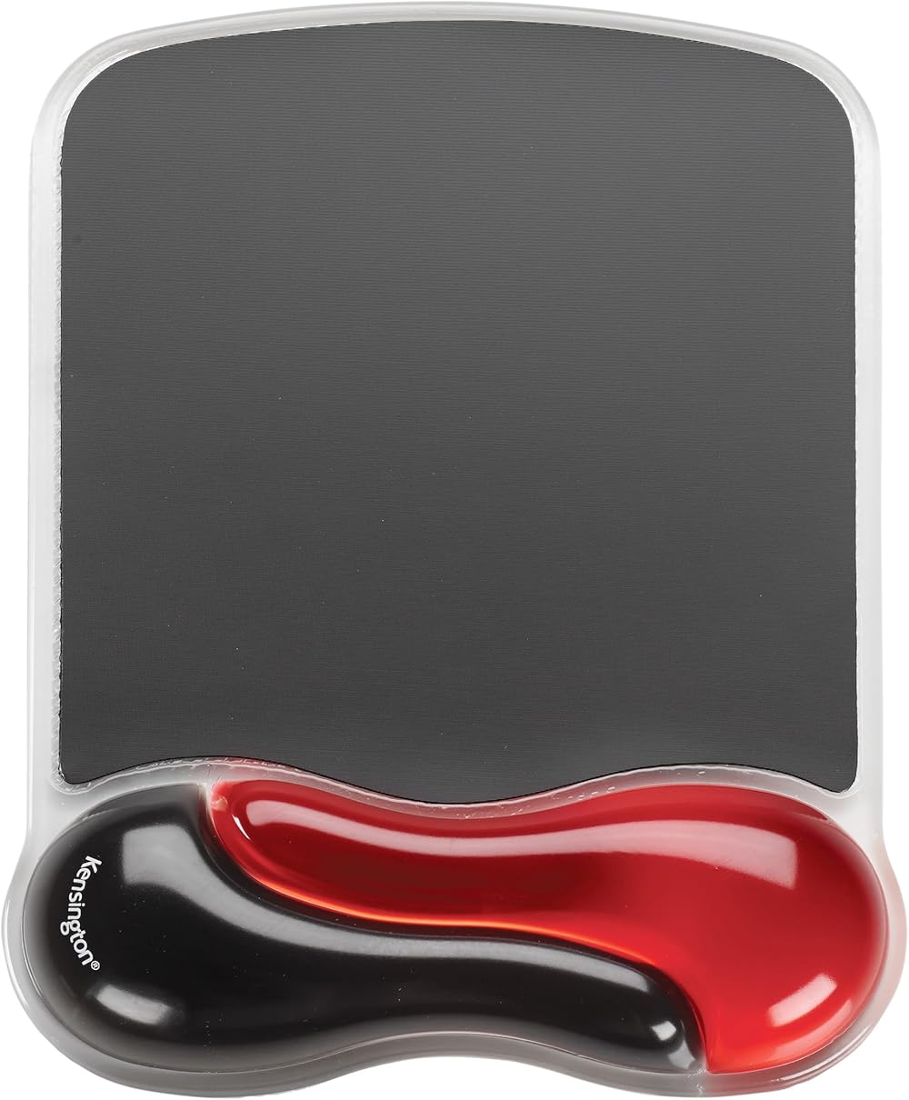 Kensington Duo Gel Ergonomic Mouse Pad with Wrist Support Red Black