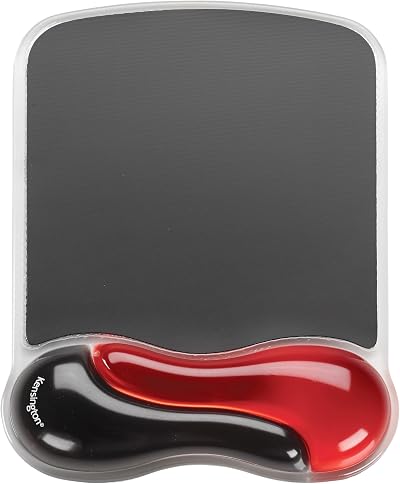 Kensington Duo Gel Ergonomic Mouse Pad with Wrist Support Red Black