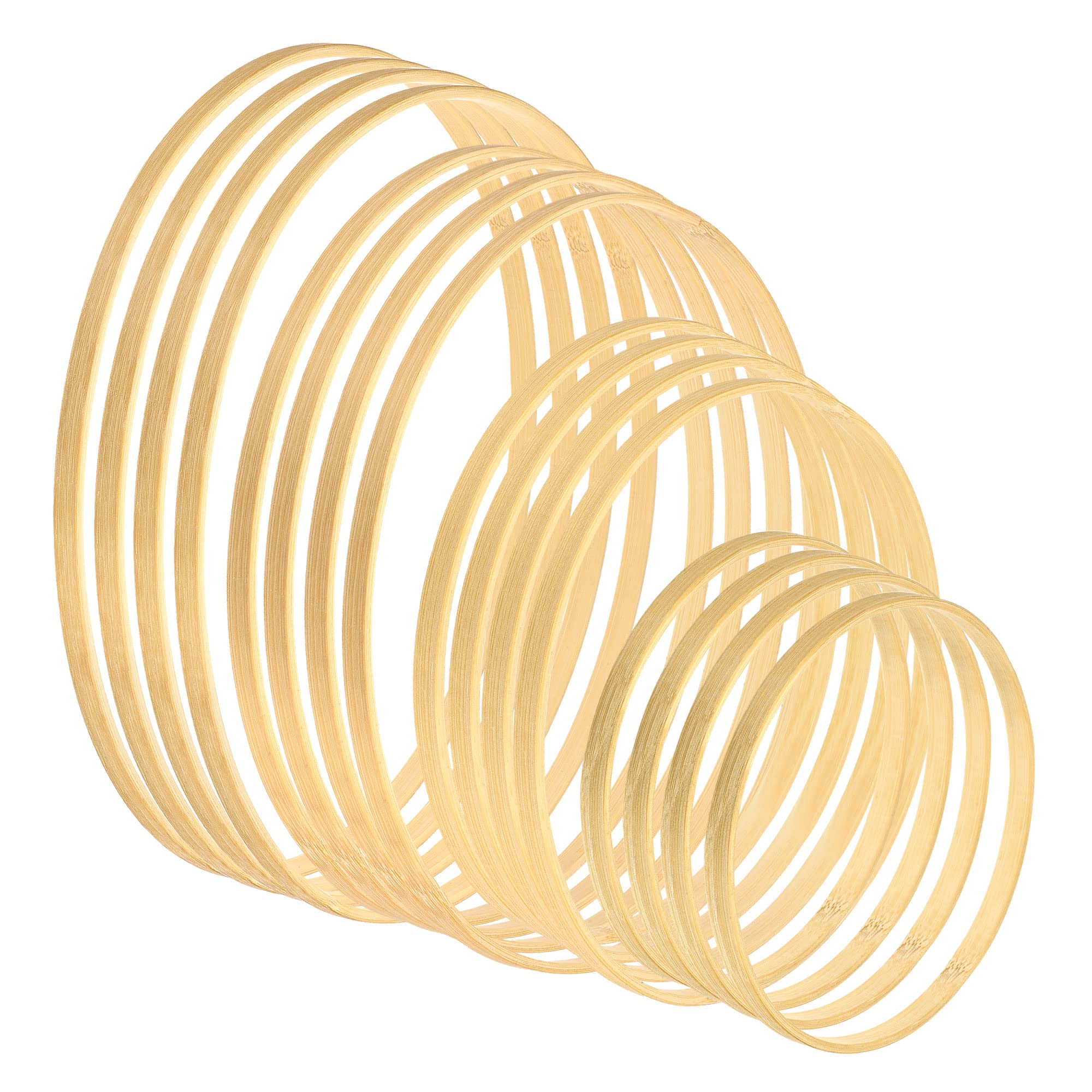 PATIKIL 6/8/10/12 Inch 4 Size Wooden Bamboo Floral Hoop, 16Pcs in 1 Set Craft Rings for DIY Wedding Wreath Decor Dream Catcher