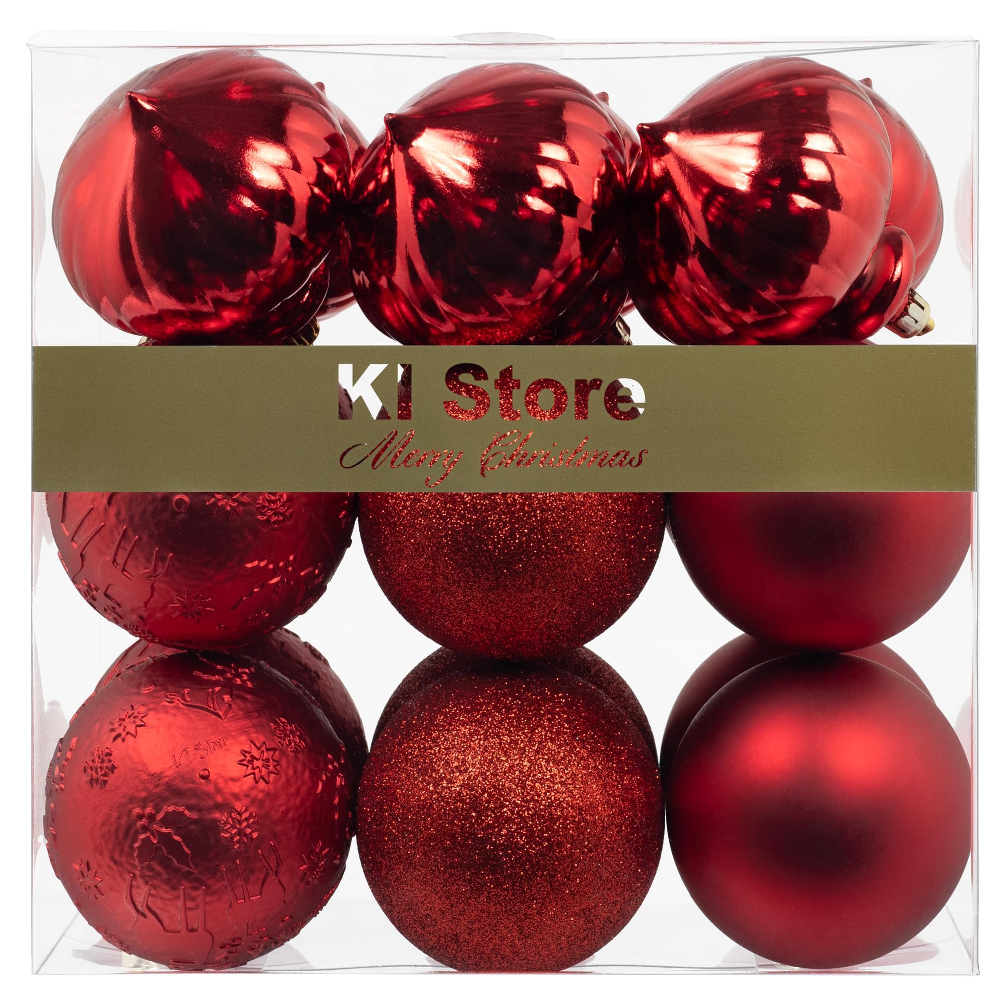Red Christmas Baubles 80mm Christmas Tree Decoration Ornaments 18pcs Shatterproof Balls for Xmas Hanging Decorations Festival Holiday Decor — image 1