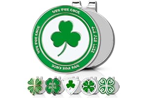 ClubSmith® Lucky Golf Ball Marker with Magnetic Hat Clip, Irish Clover & Shamrock, Premium Alignment Putting Mark, Funny Golf Accessories & Gifts for Men and Women