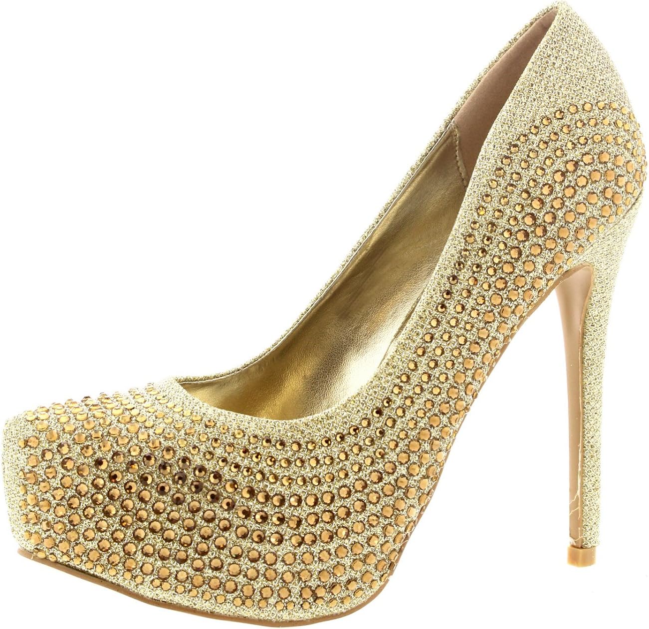 Womens Stiletto Diamante Party Evening High Heel Platforms Court Shoes