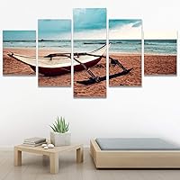 SIGNWIN 5 Panel Canvas Wall Art Modern Art Boat Expressive Multicolor Nautical Photography Transportation for Home Decorations Ready to Hang - 60