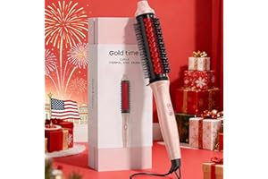 GOLD TIME Infrared Thermal Brush, 2026 Upgrated Negative Ion Thermal Round Brush for Women Girls Hair Care, Larger Barrel for Faster Blowout, 6-Temp, Dual Voltage, No Damage, LED Display, 1.7 Inch Salon Styler