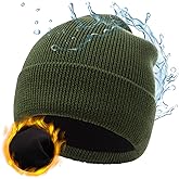 M/L/XL/XXL Waterproof Merino Wool Beanie for Men Women, Warm Fleece Lined Rainproof Windproof Winter Hat for All Weather