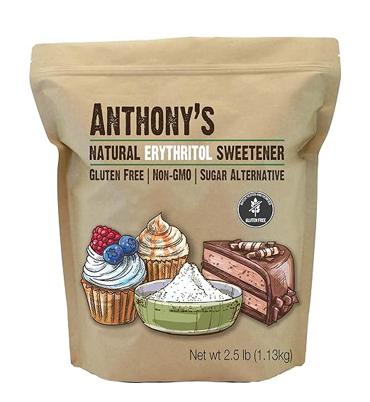 Anthony's Erythritol Granules, 2.5lbs, Non GMO, Natural Sweetener, Keto & Paleo Friendly