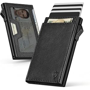 YESIIW Bauhaus Slim Wallet for Men | RFID NFC Blocking Automatic Ejector | Pop-Up Card Holder Premium Leather Front Pocket Mi