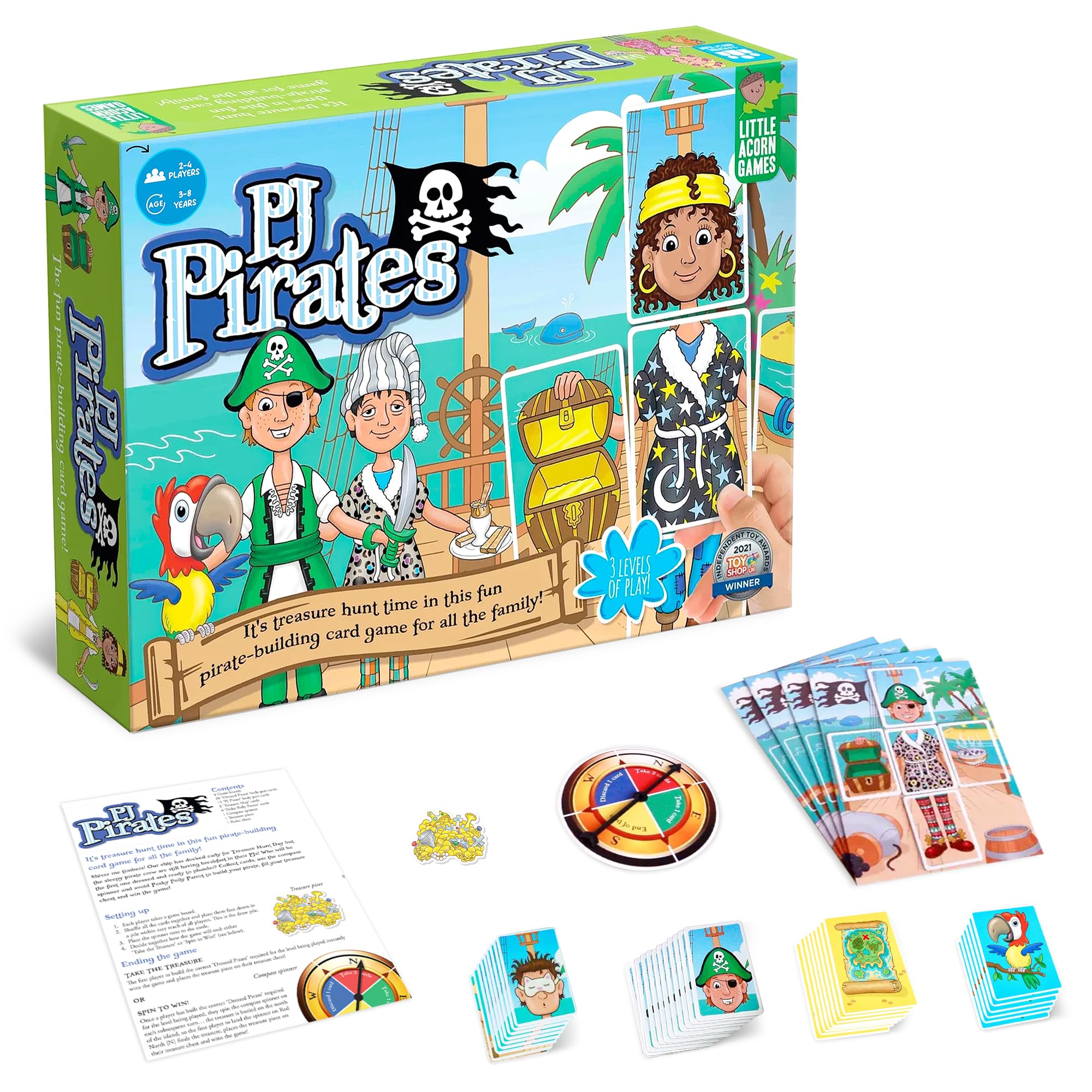 Little Acorn Games PJ Pirates Board Game for Kids 2-4 Players Ages 3-8 Years - Fun Pirate Gift for Boys and Girls