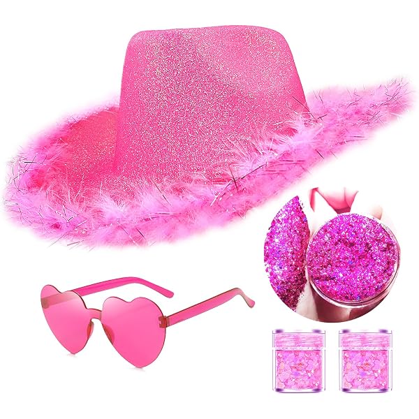 Amazon.com: JIANGLAI Cowboy Hat with Heart Shaped Sunglasses 