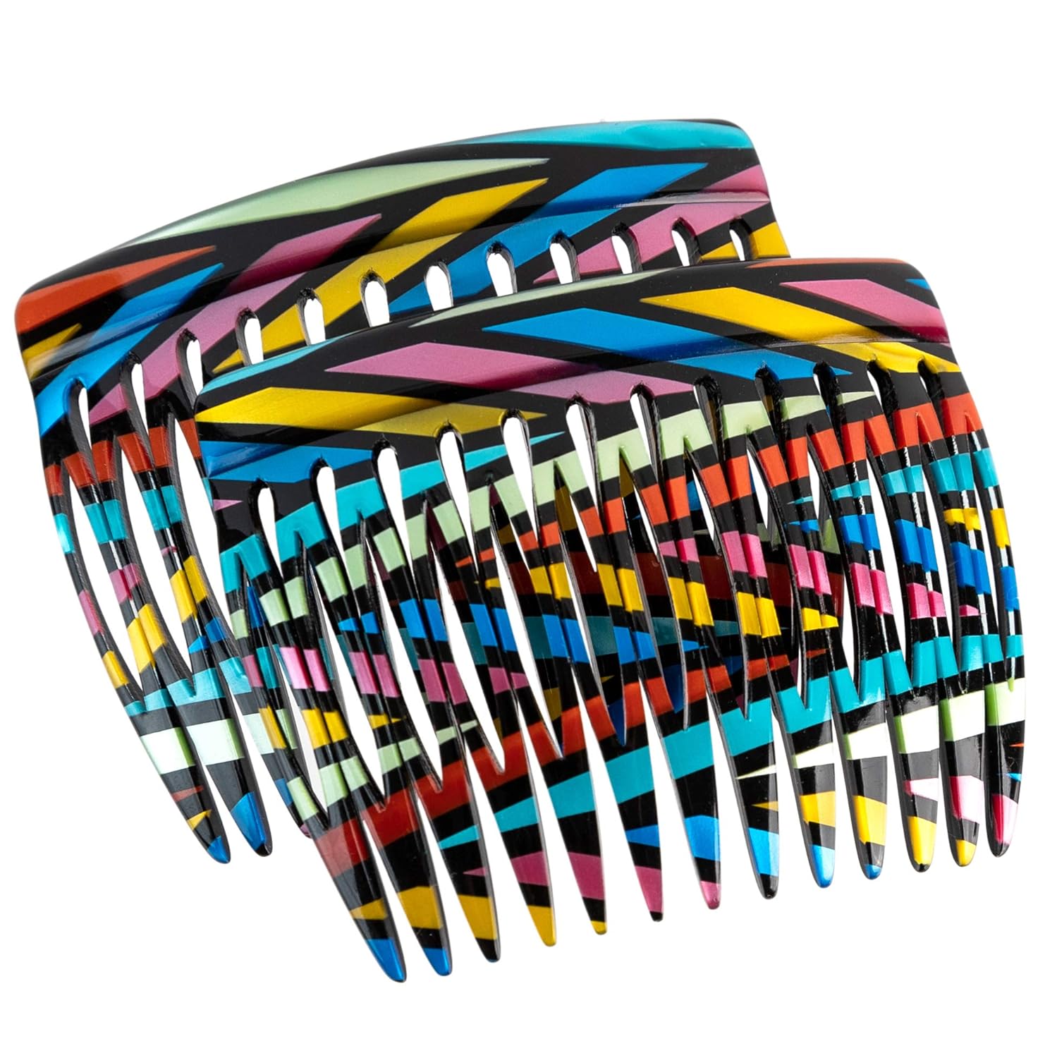 Charles J. Wahba Side Comb (Paired) - 13 Teeth (Mock Tortoise Color) Handmade in France : Decorative Hair Combs : Beauty