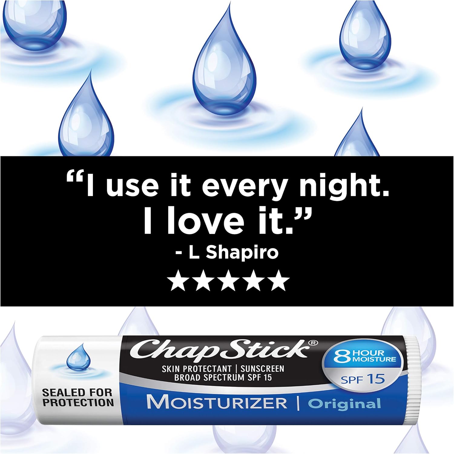 ChapStick Lip Moisturizer and Skin Protectant (Original Flavor, 1 Blister 3 Count) Lip Balm Tube, Sunscreen, SPF 15, 3 Count (Pack of 1): Health & Personal Care