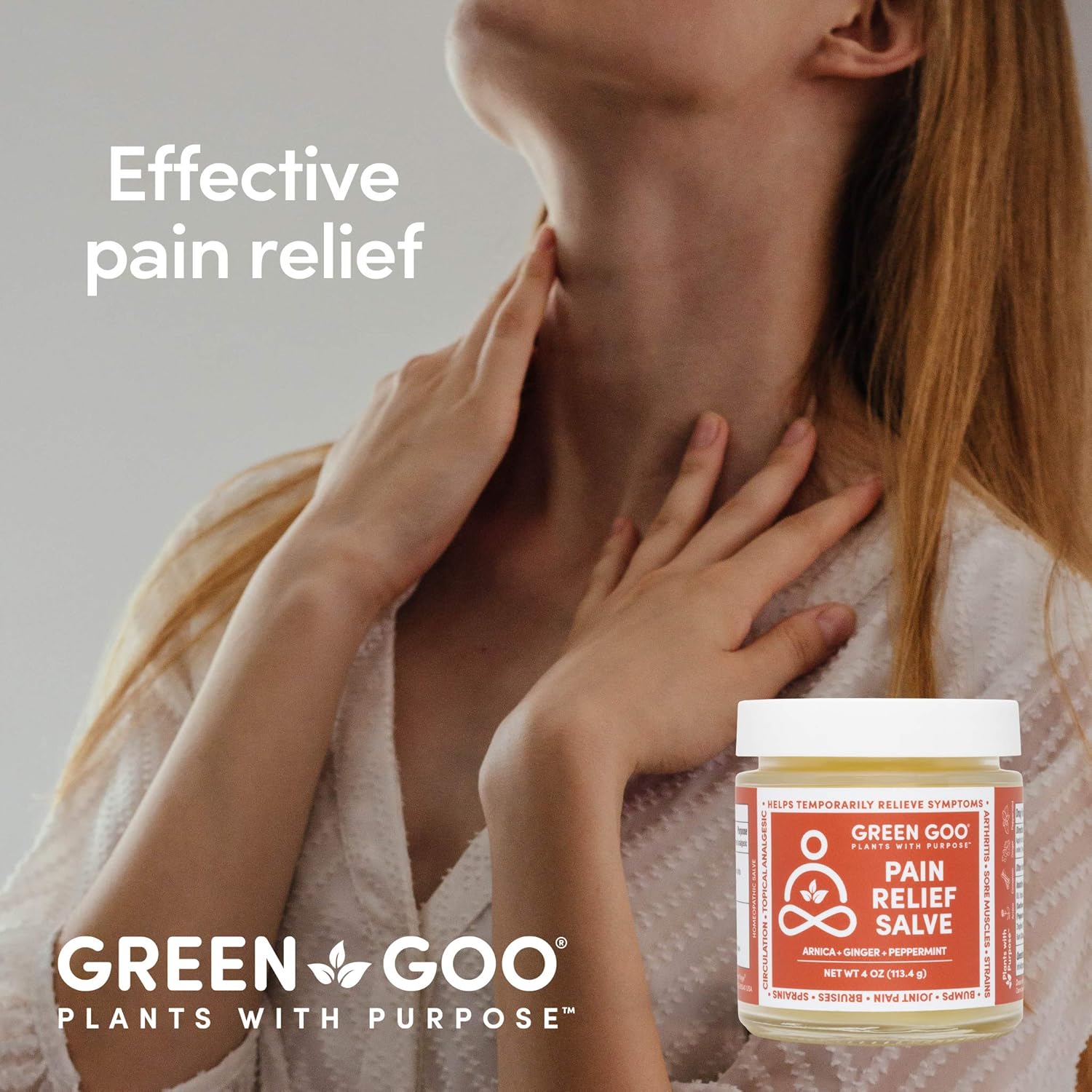 Green Goo Natural Pain Relief Cream, Neck, Muscle, Arthritis and Joint Pain Relief Arnica Cream (4 Ounce Jar): Health & Personal Care