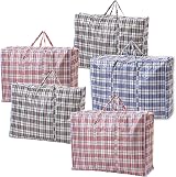 1ABOVE 5 Pack Jumbo Reusable Waterproof Bags 70x60x28 cm with Handles
