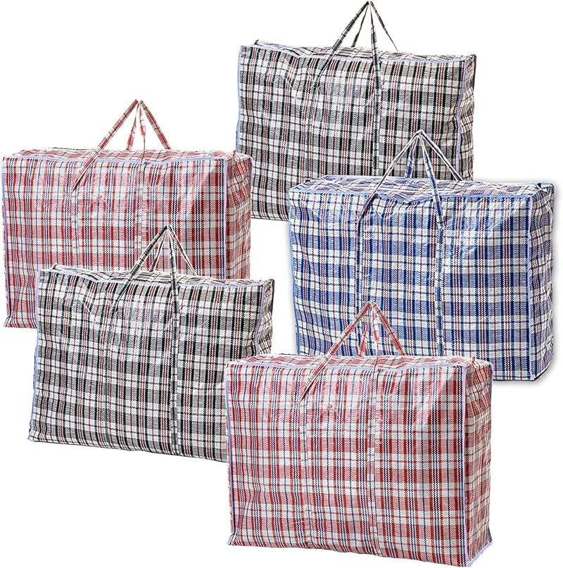 1ABOVE 5 Pack Jumbo Reusable Waterproof Bags 70x60x28 cm with Handles