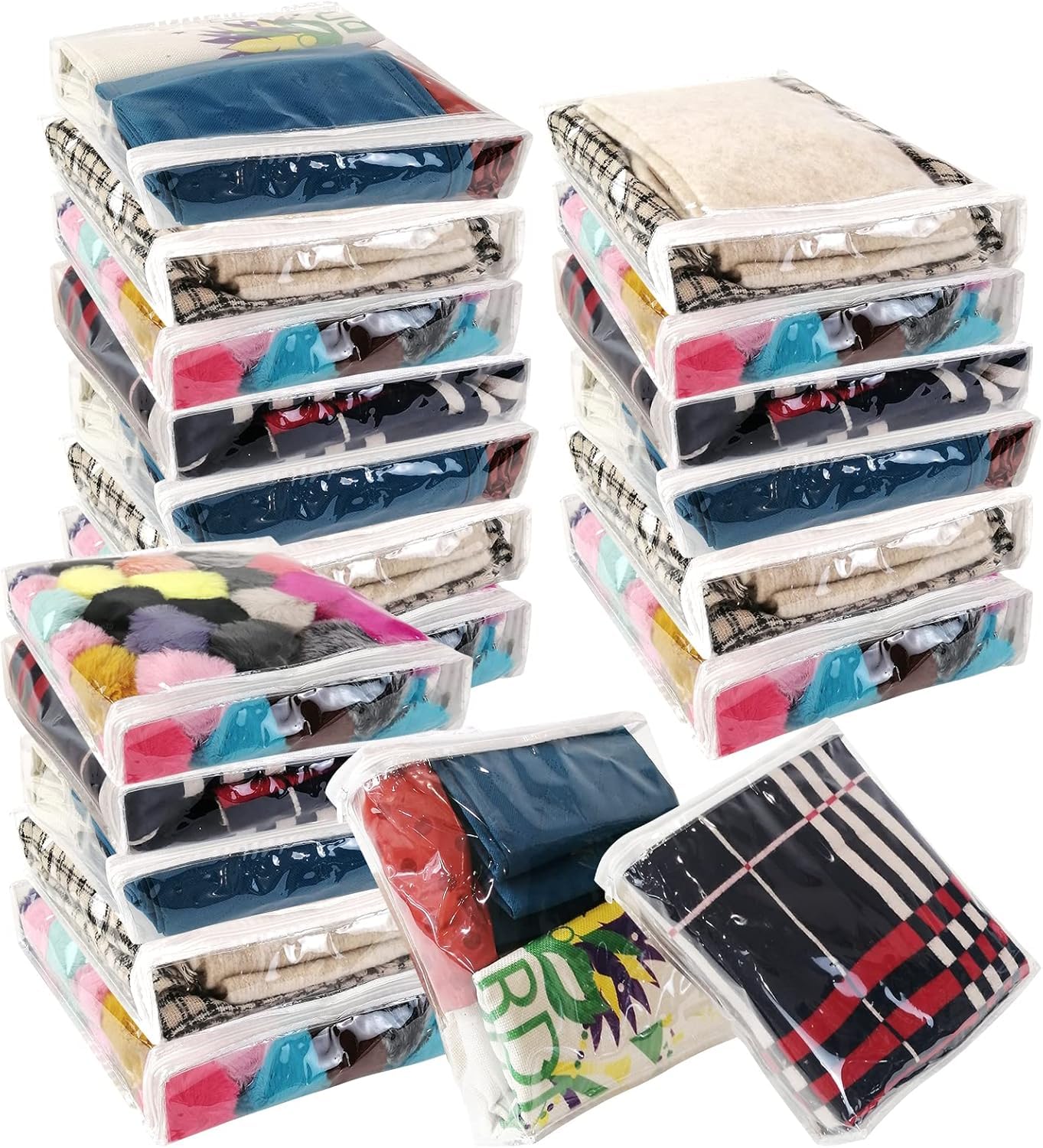20 Pcs Clear Vinyl Zippered Storage Bags, 10.24 x 10.24 x 2.4Inch Plastic Blankets Clothes Storage Bags for Sweater Clothes Bed Sheet Organizer with Zipper for Closet Linen Sweater Bed Sheet Pillow — image 1