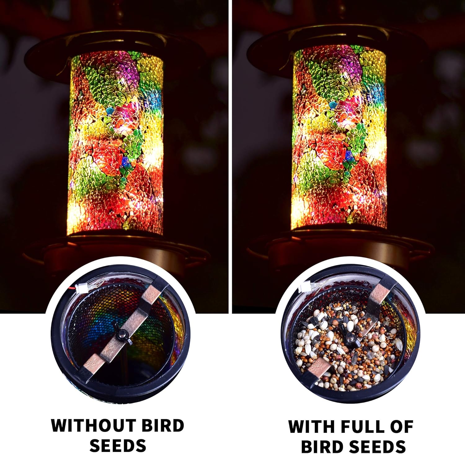 XDW-GIFTS 2020 Newest Solar Wild Bird Feeder Hanging for Garden Yard Outside Decoration, Waterproof Mosaic Lantern Design Feeder for Birds, Solar Bird Feeder as Gift Ideas for Bird Lovers(15 Inches) : Garden & Outdoor