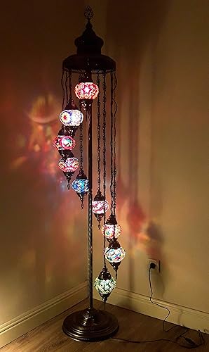 9 Big Globes Turkish Moroccan Mosaic Floor Lamp Light Bohemian