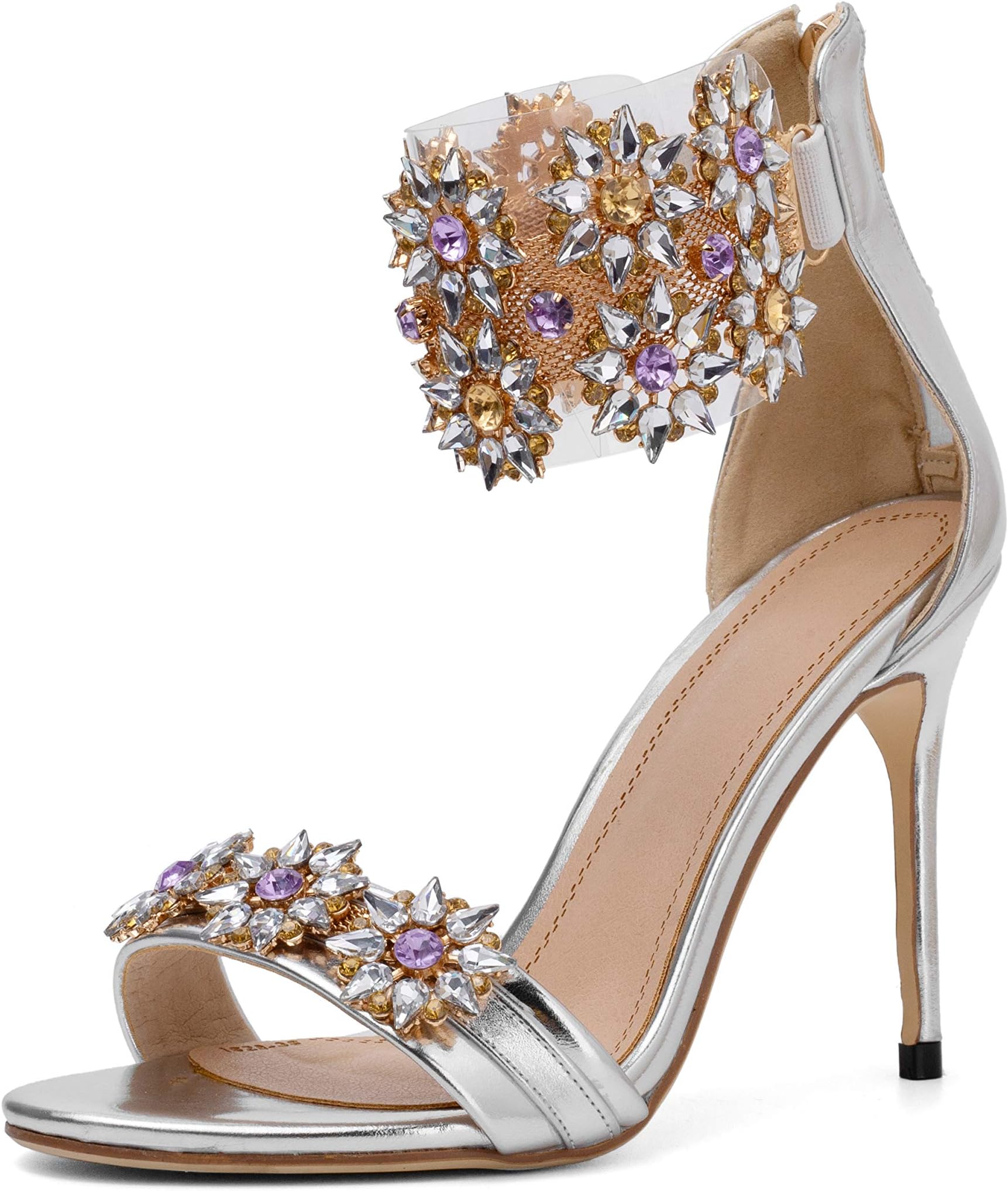 Mayou Women's Stiletto Heeled Sandals, High Heel Summer Clear Sandal Shoes with Ankle Strap Transparent Ankle Strip Dress Lucite Strappy for Weeding,Party,Shopping,Formal Pump,Shooping