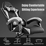 bigzzia Ergonomic Gaming Chair White with Lumbar & Headrest Cushions view 3