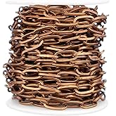 CleverDelights Cable Chain - 1/2" x 1/4" (6x13mm) Link - 25 Feet - Antique Copper Color - Bulk Chain
