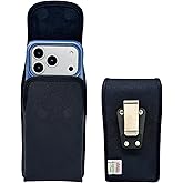 Turtleback Belt Clip for iPhone 17 Pro and 17Air -Medium- Fits w/Shockproof Commuter Style Cases - Premium Black Nylon, Vertical Belt Holder Magnetic Closure, HD Rotating Clip