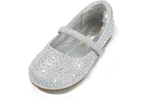 DREAM PAIRS Girls Mary Jane Rhinestone Dress Shoes Slip On Ballet Toddler Flats for Party, Wedding, Christmas