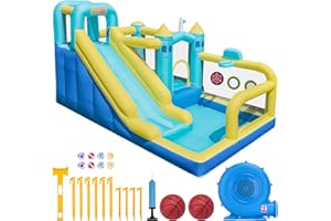 Sibefiy Bounce House, 8-in-1 Gameplay Mode Inflatable Bounce House for Kids, Sturdy and Durable Bouncy House with Blower, Family Backyard Bouncy Castle with Slide for Indoor Outdoor