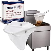 MirOil SK4 Skim Filter for Deep Fryer with Frame, 13 x 7.5 Inch Size | Reusable Strainer Bag, For Skimming Cooking Grease, Commercial Fryer Filter, For Food Trucks and Diners, Metal Support Frame