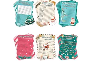 MLOLM 154 Pcs Christmas Games Sets Christmas Party Games Card for Family,Christmas Word Search Word Scramble Riddles Code Break for Christmas Winter Festival Activity Party Supplies