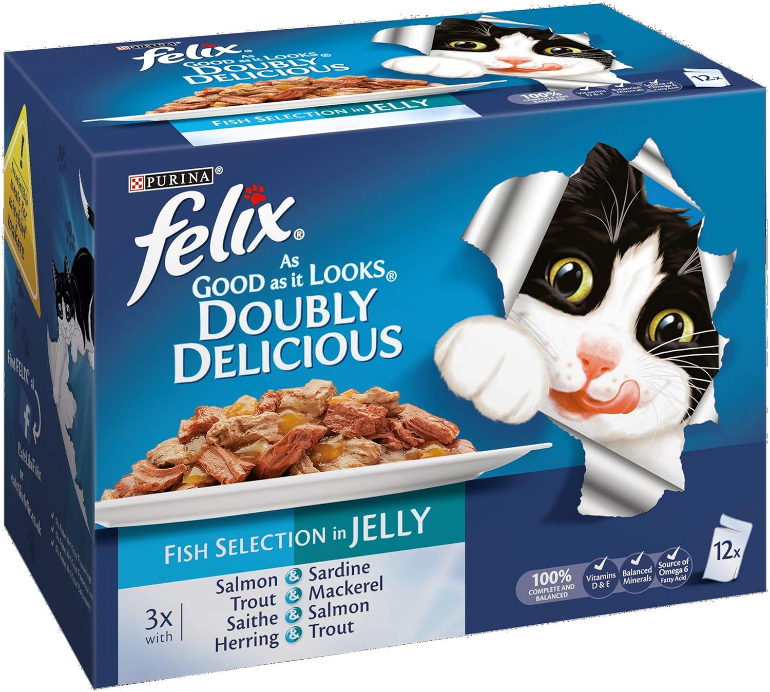 Felix As Good As It Looks Doubly Delicious Cat Food Fish 4 x 12 x 100g