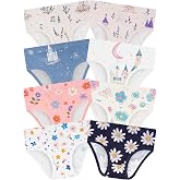 Girls Underwear, Soft Cotton Tagless Breathable Panties, 8-Pack, 18M-12Y | Combed Cotton, True-to-Size, Tagless, Full Coverage, Assorted Prints, Stretchy Fabric, Durable Stitching, Low Shrinkage