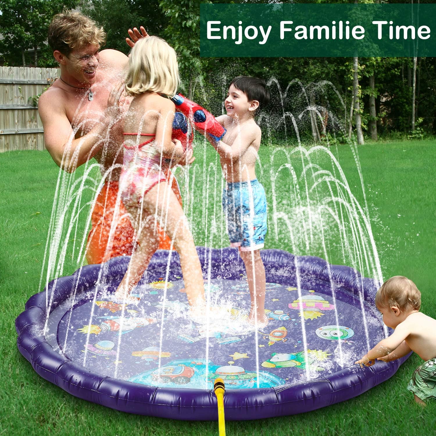 Sprinkler & Splash Play Mat, 68" Large Wading Pool Toy for Kids, Small Pool for Kids, Toddler Outdoor Water Play Sprinklers, Kids Pool for 1 2 3 4 5 Year Old Toddlers, Kids, Boys, and Girls.: Toys & Games