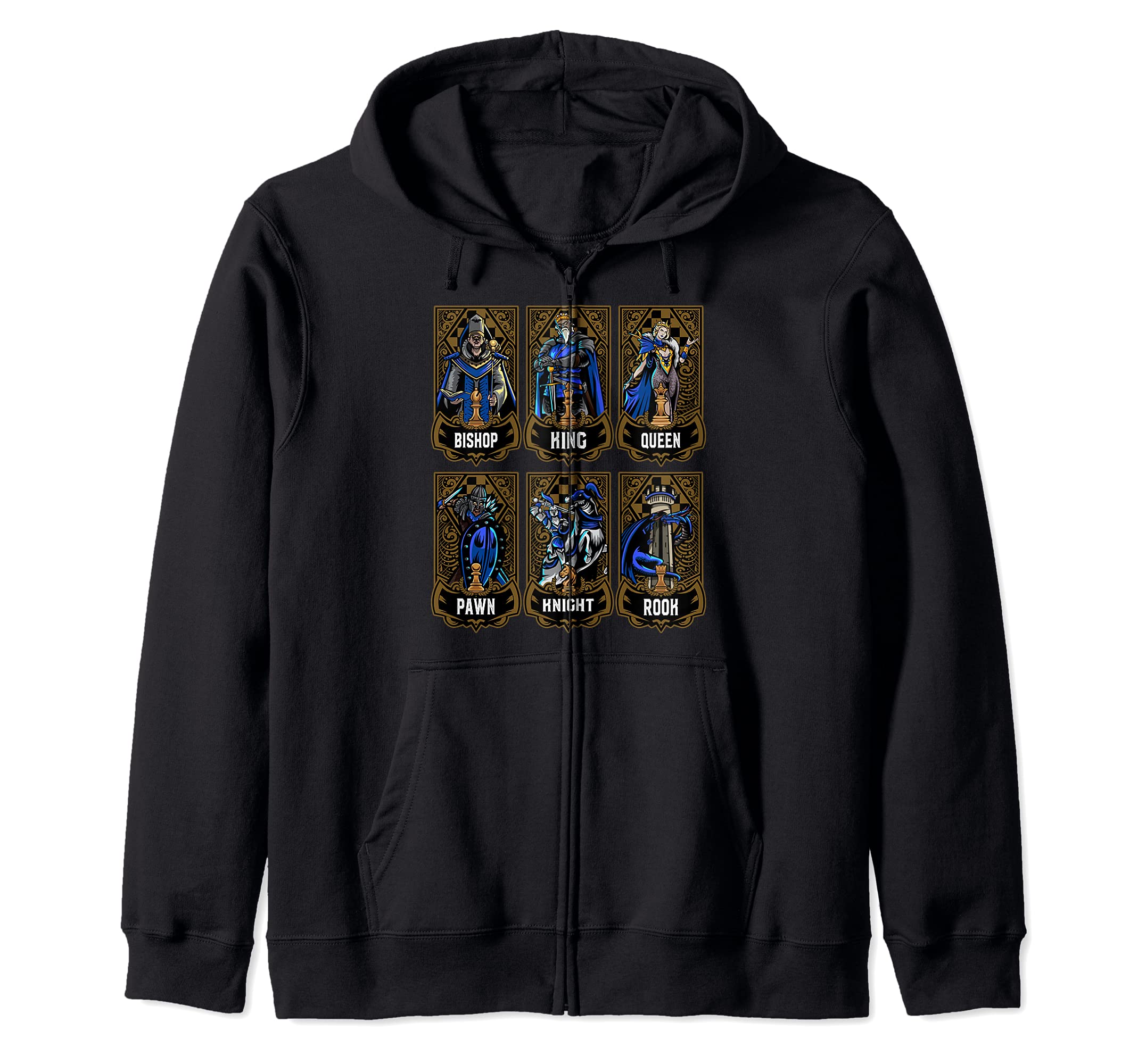 Chess Game Piece Set Chess Club Players Gambit Blue Team Zip Hoodie