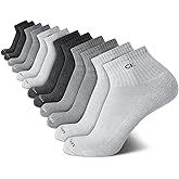 Calvin Klein Mens Quarter Socks - 12 Pack Soft Cushioned Stretch Performance Breathable Quarter Cut Athletic Socks for Men