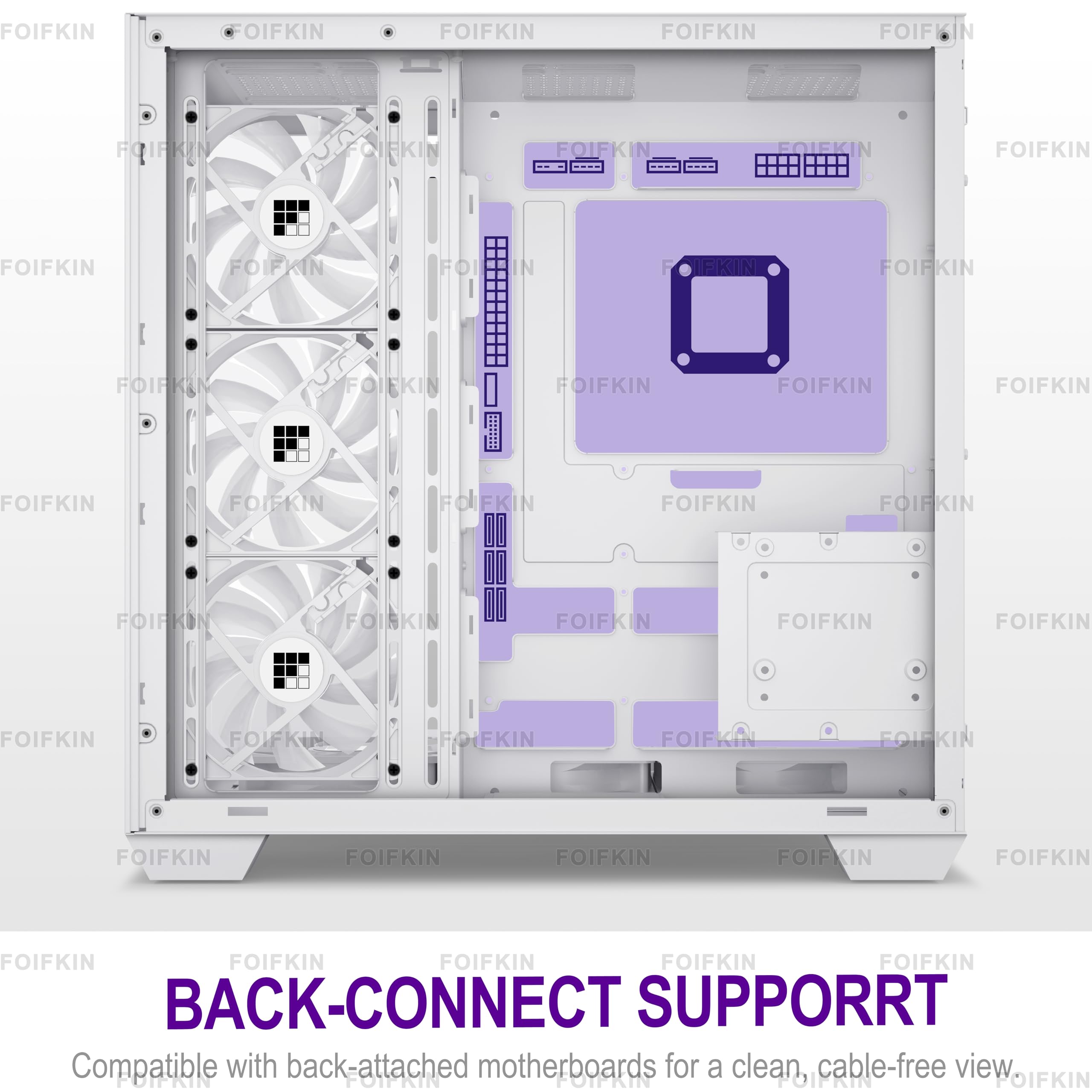 FOIFKIN F300 PC Gehäuse ATX mit 7 PWM ARGB Lüfter,Hoher Luftstrom Mid-Tower Computer Gehäuse,Gaming PC-Gehäuse Big Tower,ATX Gehäuse Weiß,mit Type-C,360mm Radiator Computergehäuse(Weiß, F300) 7