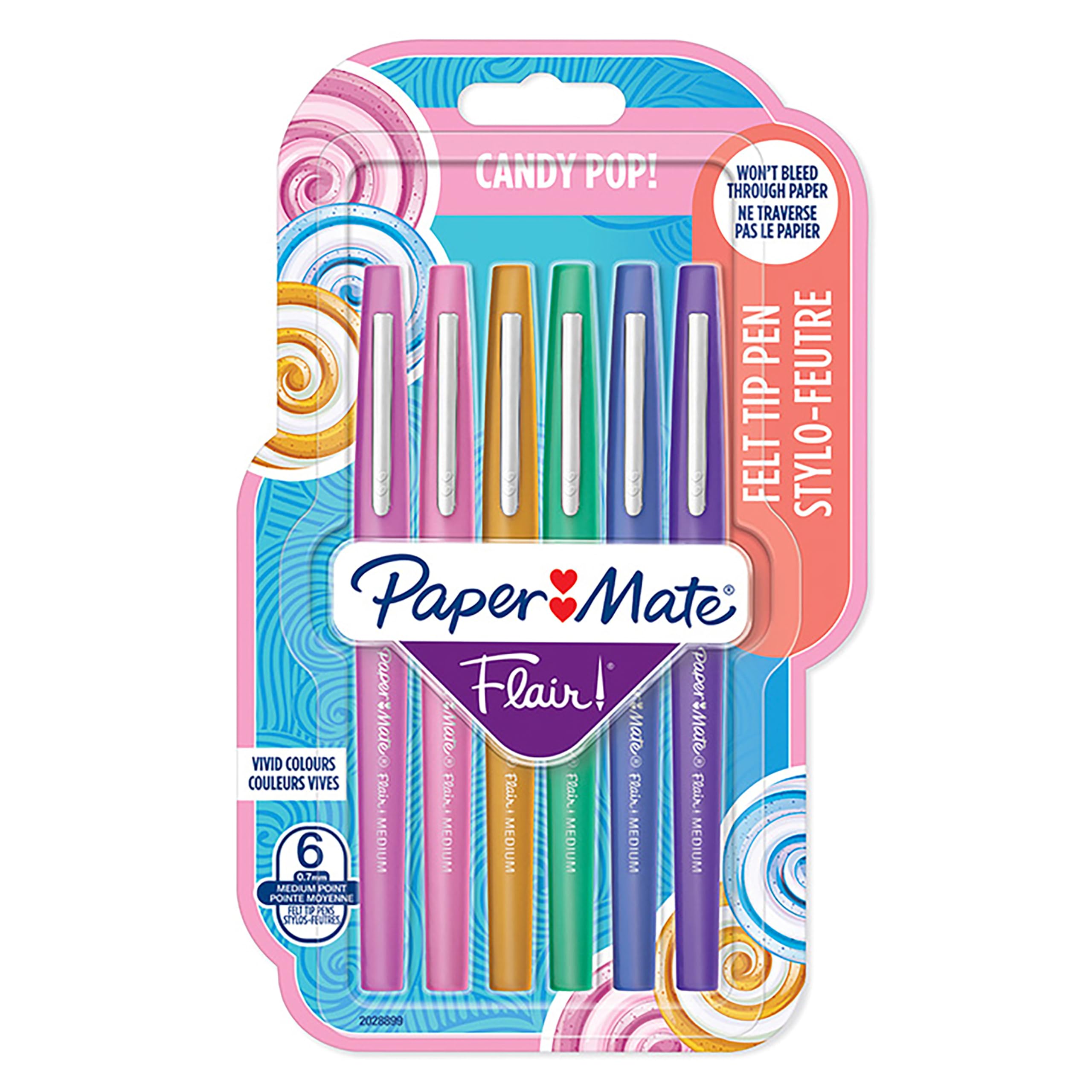 Paper Mate Flair Felt Tip Pens | Medium Tip (0.7 mm) | Candy POP Colours | 6 Count