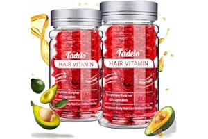 Fadelo Hair Vitamins Treatment Oil Capsule - No Rinse Essence for Frizzy and Dry Damaged Hair - Rich in Vitamin A C E and Pro-Vitamin B5 - Enhanced Argan/Macadamia/Avocado Oils