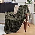 EXQ Home Fleece Throw Blanket for Couch or Bed - 3D Imitation Turtle Shell Jacquard Decorative Blankets - Cozy Soft Fuzzy Flannel Blanket Suitable for All Seasons(50"×60",Dark Green)