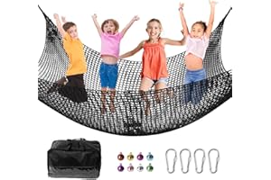 JumpTrzz Climbing Cargo Net, 9.9 ft x 6.6 ft Large Playground Safety Net with Storage Bag, Polyester Double Layers Backyard Climbing Net for Treehouse Accessories; Jungle Gyms; Outdoor Equipment Set