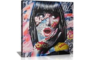 GENERIC Banksy Street Wall Art,Colorful Graffiti Poster Fashion Women Painting, Abstract Pop Modern Artwork For Living Room Bedroom Home Decoration 28L×28W