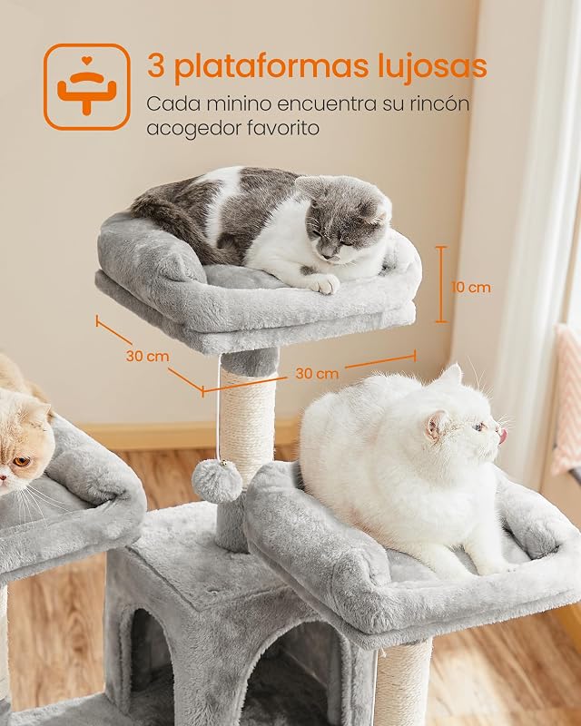 Árvore para gatos feandrea, xxl, 169 cm, cinza claro pct019w01