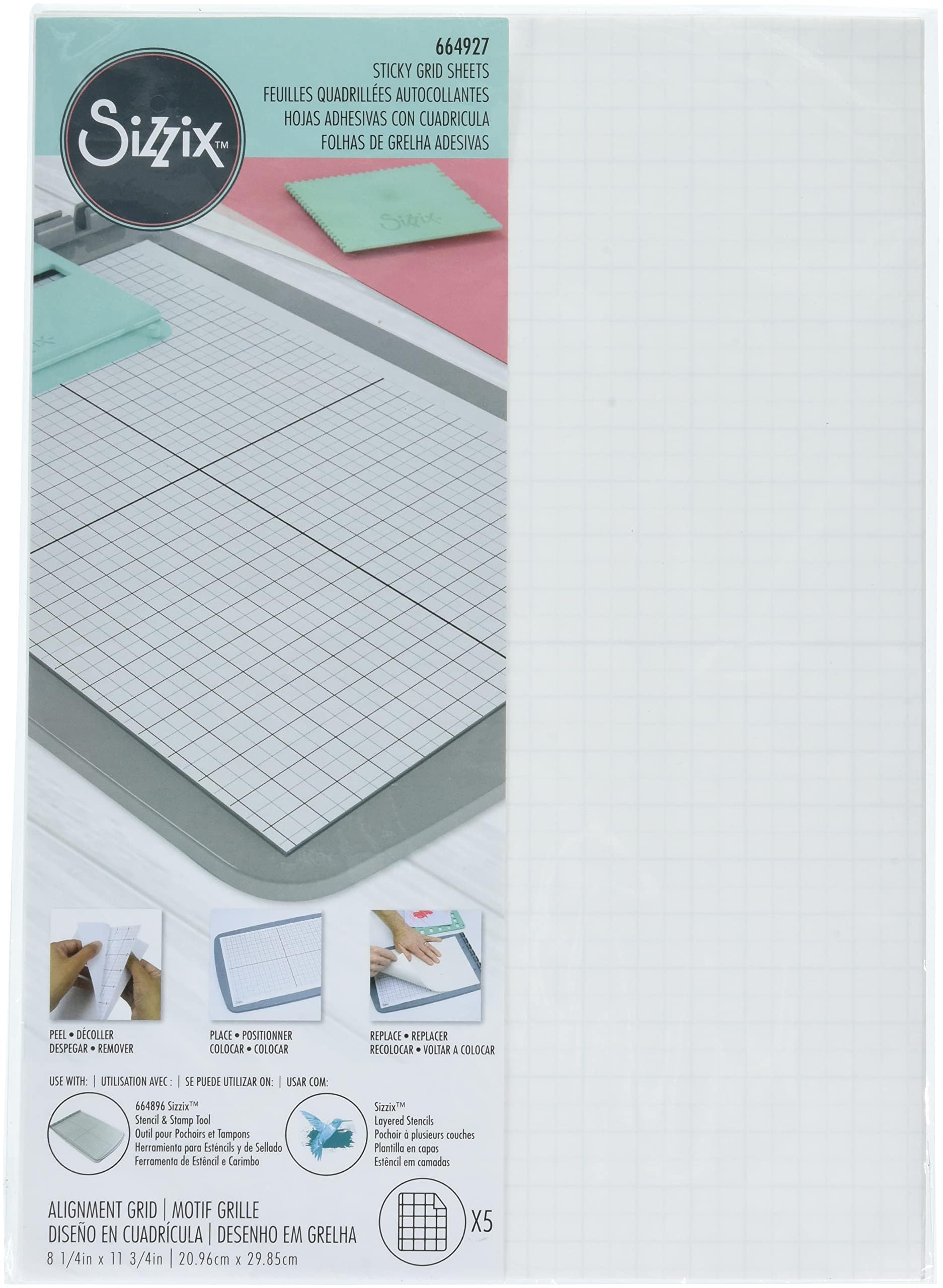 Sizzix Accessory Sticky Grid Sheets 8 1/4" x 11 5/8" 5PK | 664927 | Chapter 3 2022